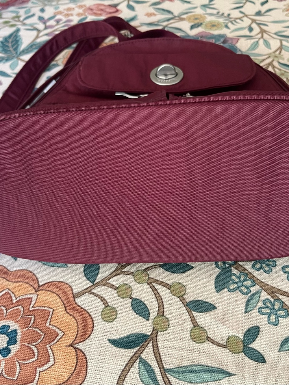 Baggallini Burgundy Compact Backpack with Front Turn-Lock - Picture 6 of 9
